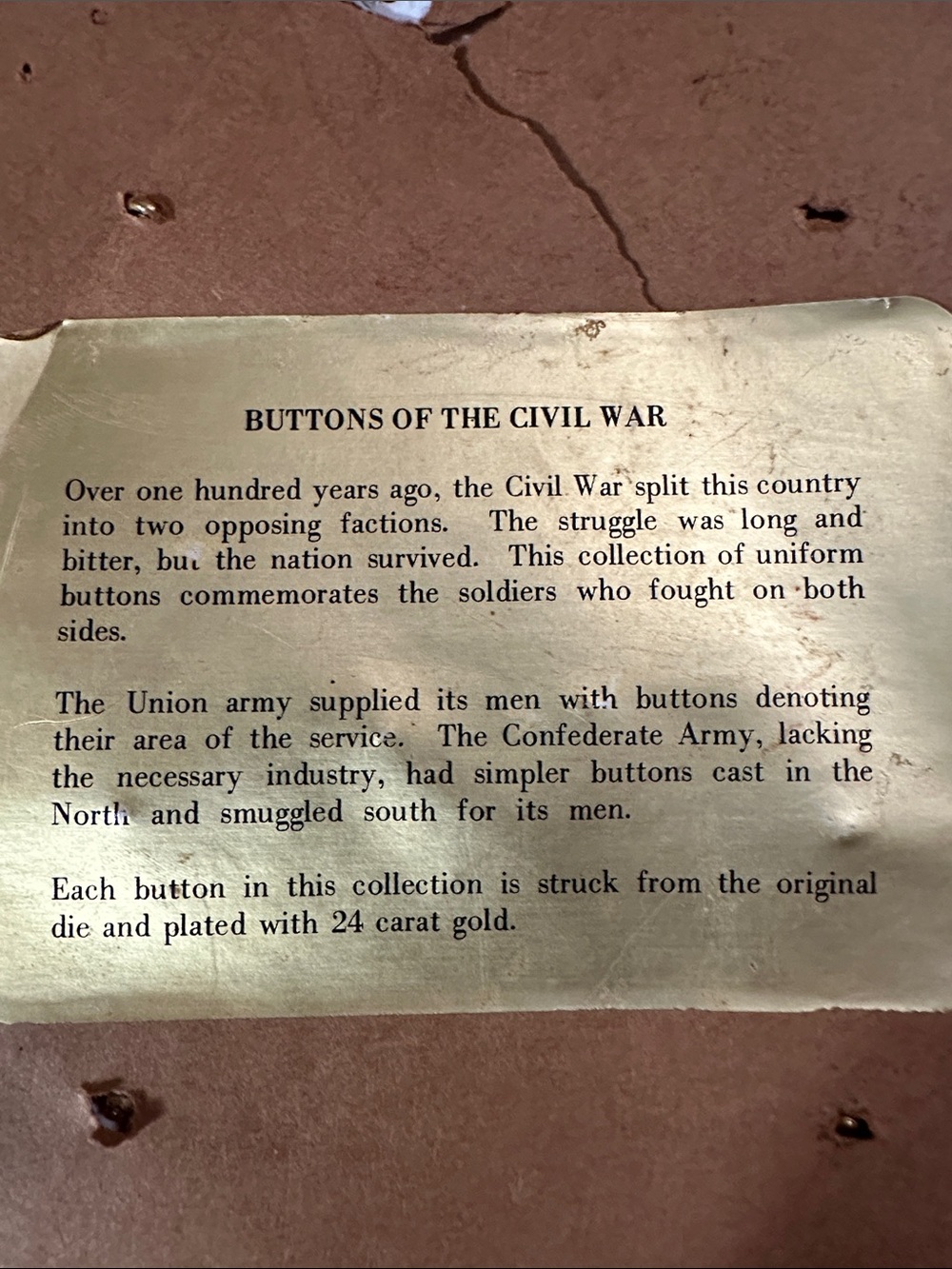 Confederate & Union Army Civil War Button Collection Wall Art - Gold - Picture 4 of 14